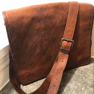 rustic leather messenger bag